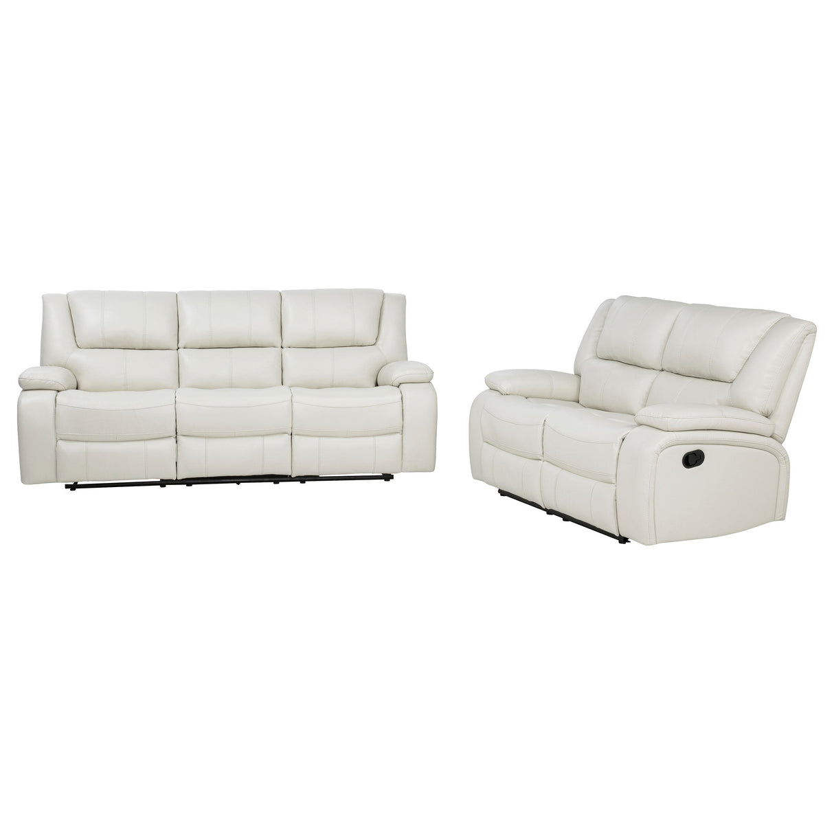 Camila White 2-Piece Upholstered Reclining Sofa Set by Coaster at Eve Furniture