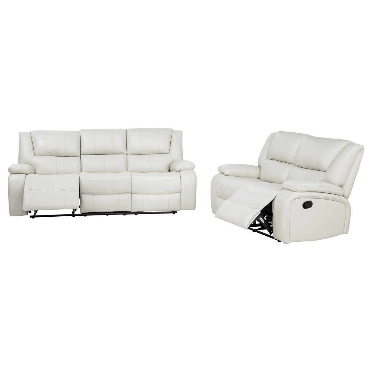 Camila White 2-Piece Upholstered Reclining Sofa Set by Coaster at Eve Furniture