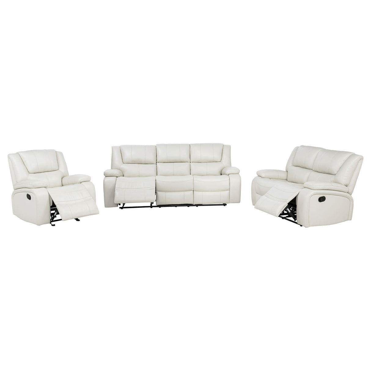 Camila White 3-Piece Upholstered Reclining Sofa Set by Coaster at Eve Furniture