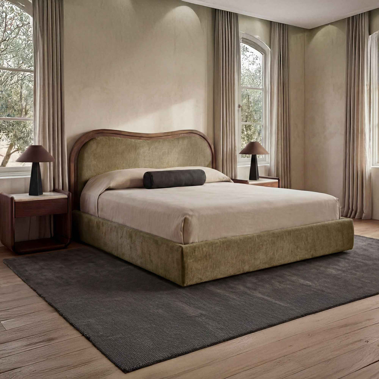 Camilla Green/Dark Brown King Bed by Moe's Home at Eve Furniture
