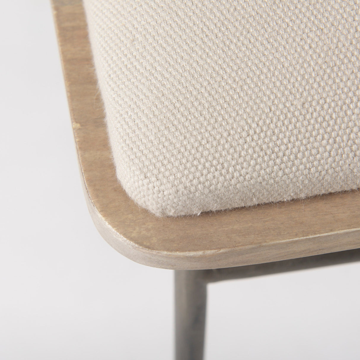 Camille 55.5L x 16.0W x 17.0H Cream Fabric Seat W/ Metal Frame Bench by Mercana at Eve Furniture