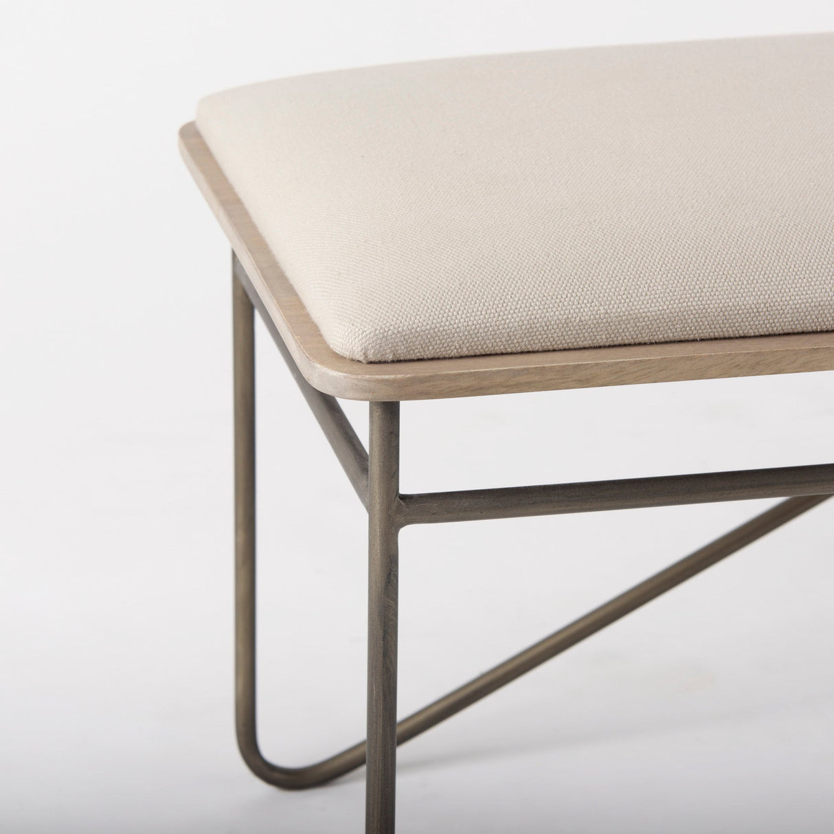 Camille Cream Fabric Seat W/ Metal Frame Bench by Mercana at Eve Furniture
