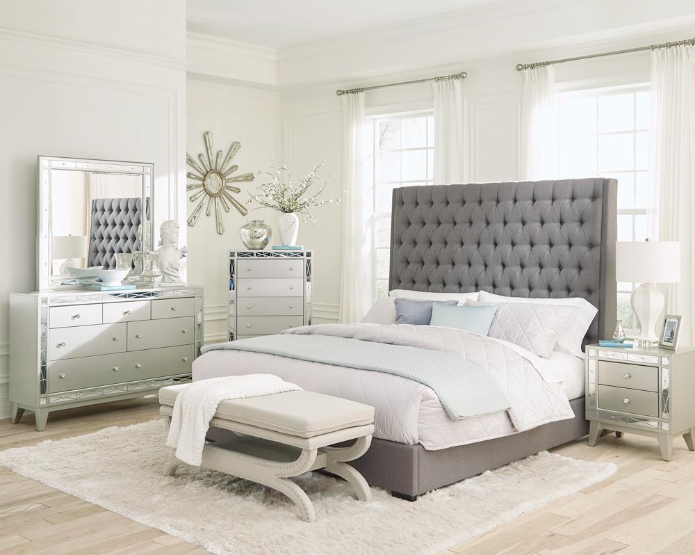Camille California King Button Tufted Bed Gray by Coaster at Eve Furniture