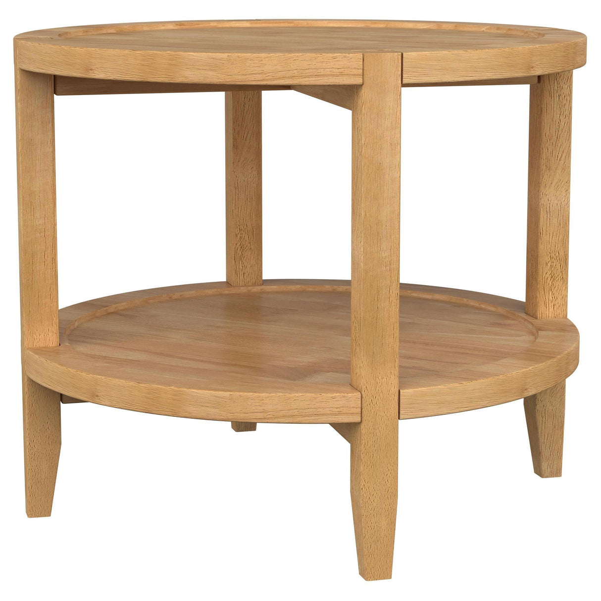 Camillo Brown Round Solid Wood End Table with Shelf Maple by Coaster at Eve Furniture