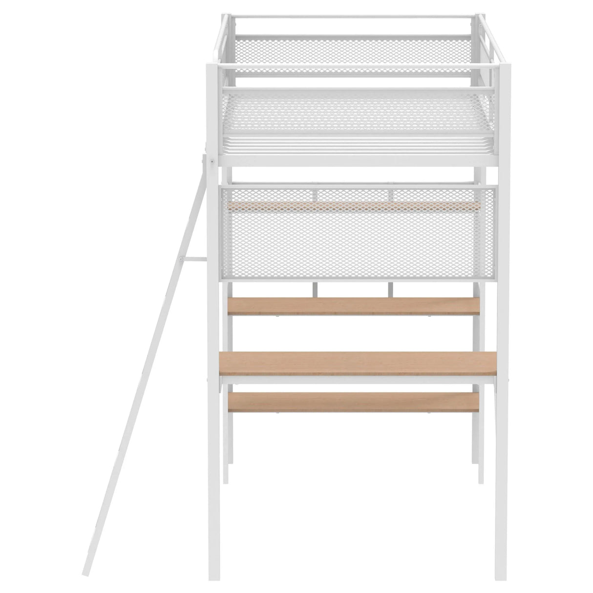 Campus Matte White 3-Shelf Metal Twin Workstation Loft Bed by Coaster at Eve Furniture