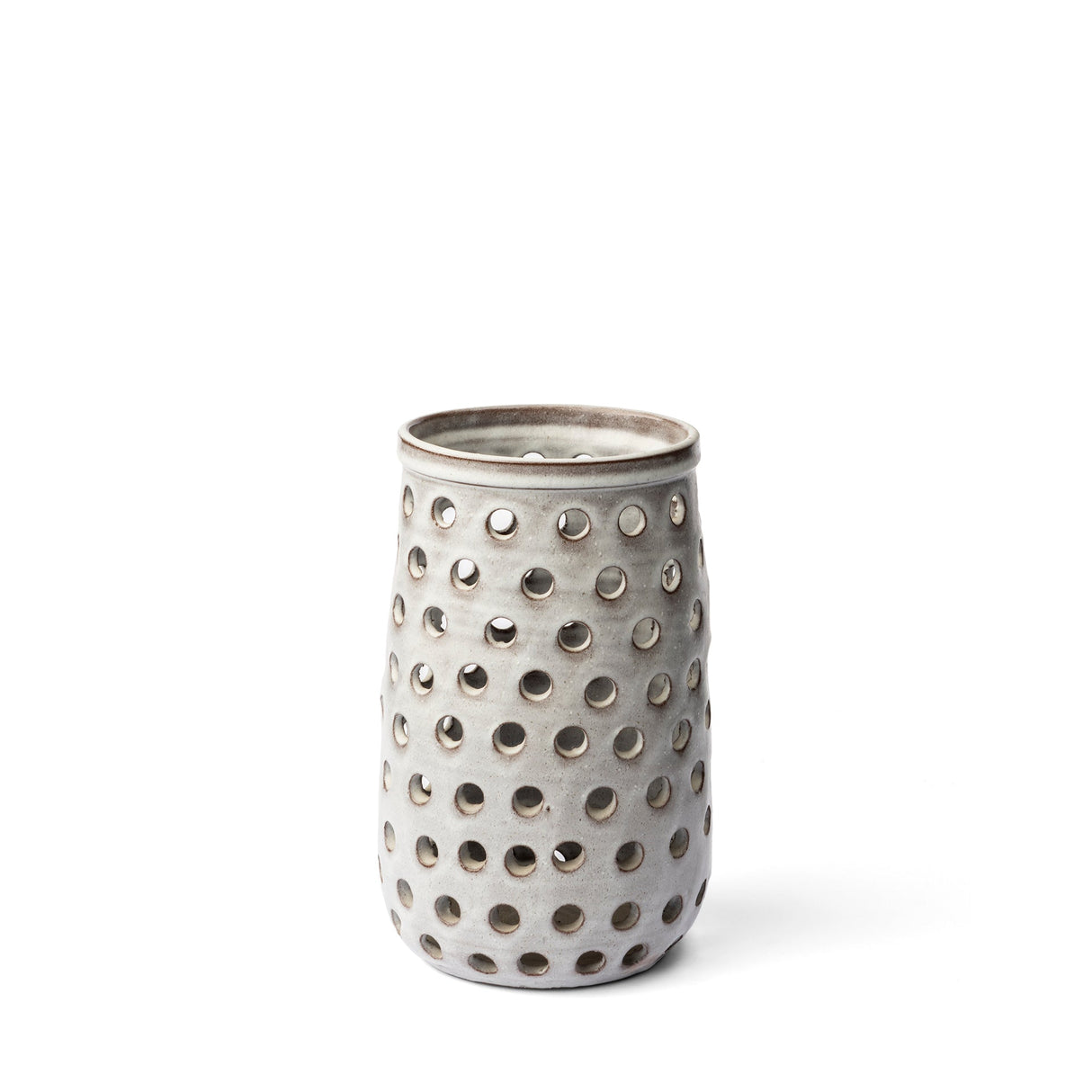 Canasta Small Rustic White Ceramic Cylindrical Vase by Mercana at Eve Furniture