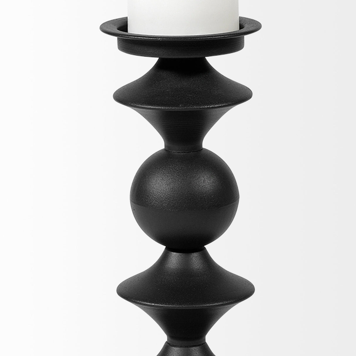 Candelero I Small Black Metal Grooved Table Candle Holder by Mercana at Eve Furniture