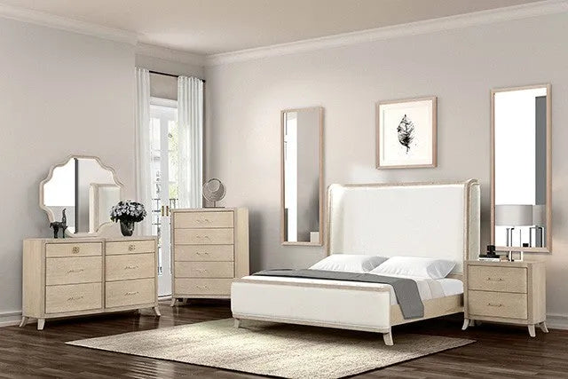 Candra Natural Oak 4-Piece Queen Bedroom Set by Furniture of America at Eve Furniture
