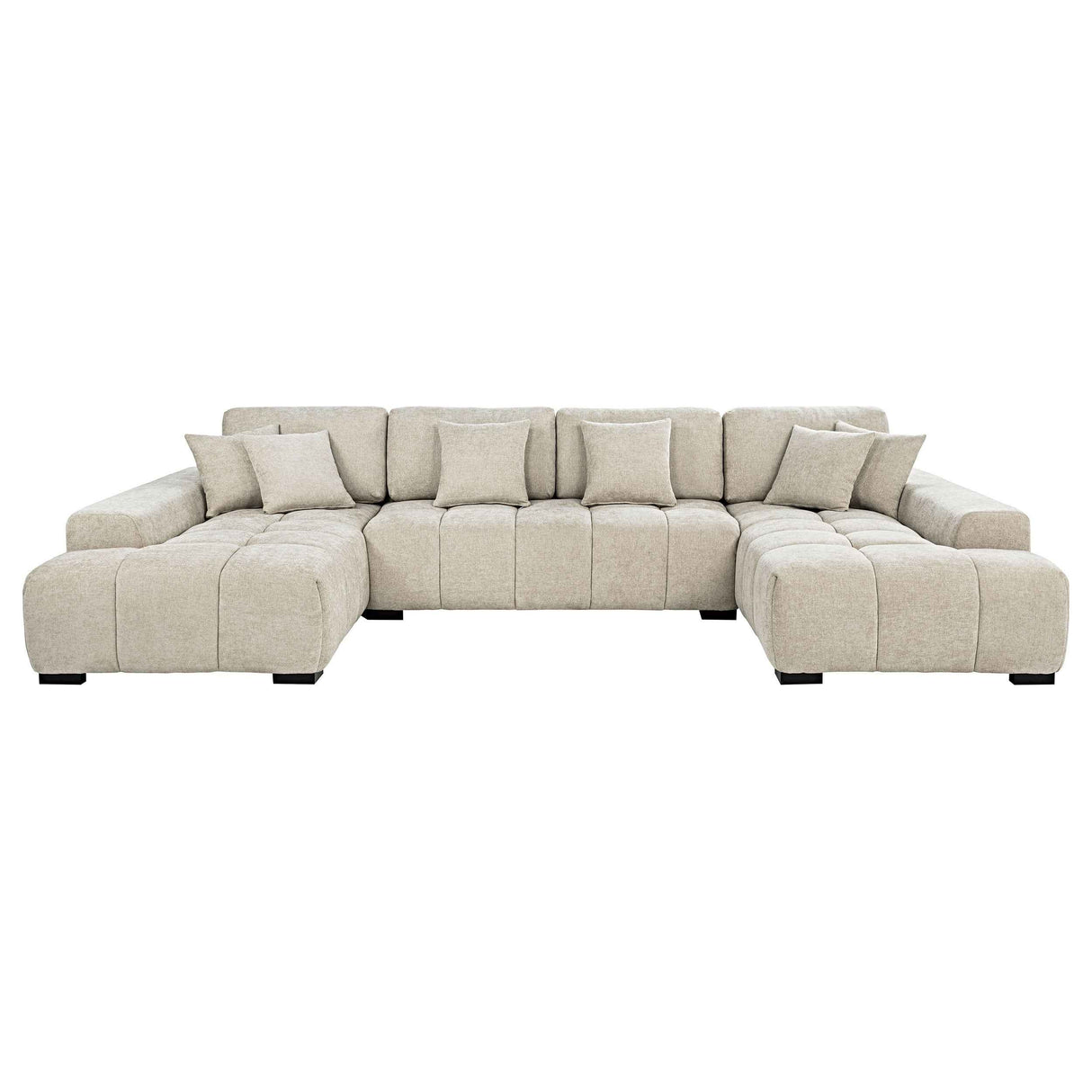 Cannella Beige U-Shaped Double Chaise Upholstered Sectional Sofa by Coaster at Eve Furniture