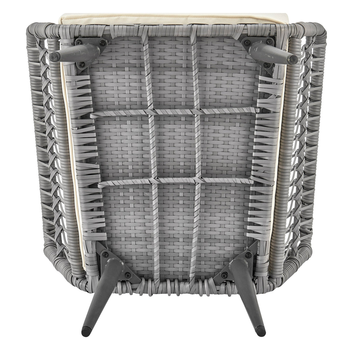 Cannes Patio 2-Person Seating Group with End Table with Cream Cushions by Manhattan Comfort at Eve Furniture