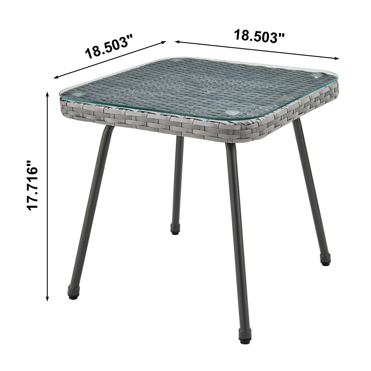 Cannes Patio 2-Person Seating Group with End Table with Grey Cushions by Manhattan Comfort at Eve Furniture