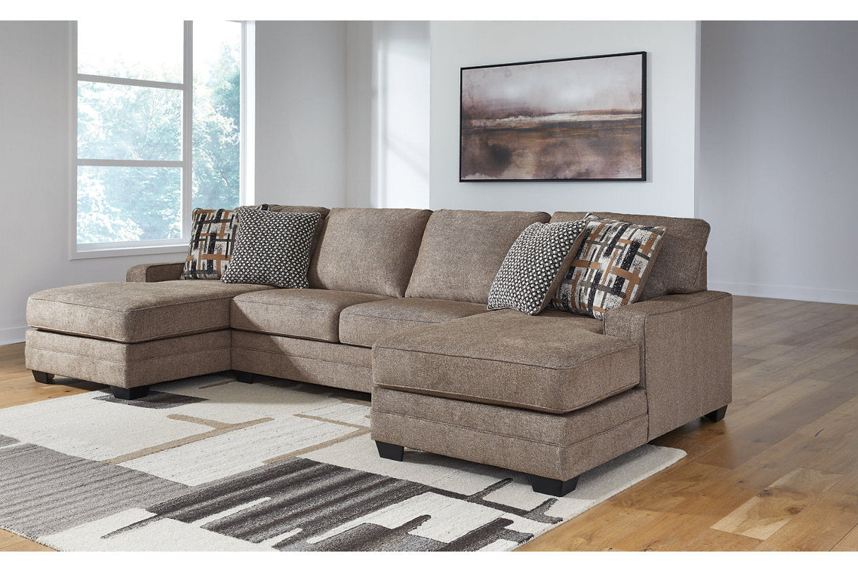 Cannonbrook Nutmeg 3-Piece Double Chaise Sectional by Ashley at Eve Furniture