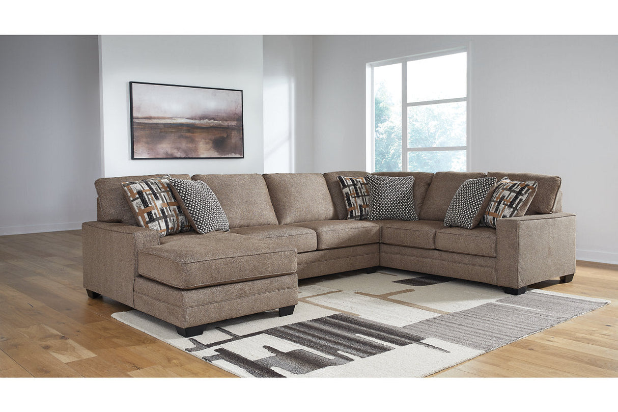 Cannonbrook Nutmeg 3-Piece Left Arm Facing (LAF) Chaise Sectional by Ashley at Eve Furniture