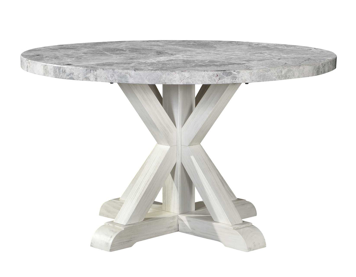 Canova White/Gray Round Marble Top Dining Room Set by Steve Silver at Eve Furniture