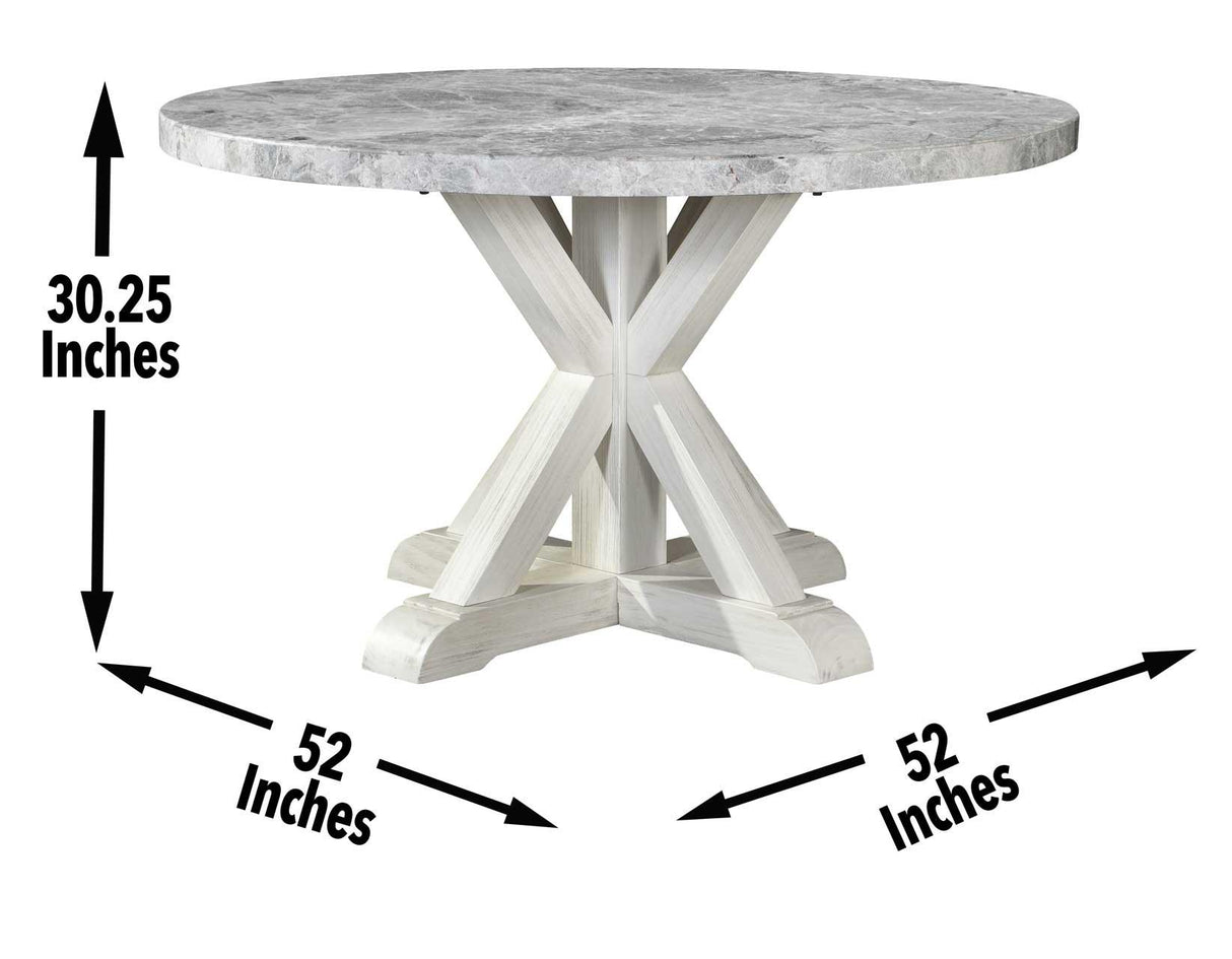Canova 52-inch Round Gray Marble Top Dining Table by Steve Silver at Eve Furniture