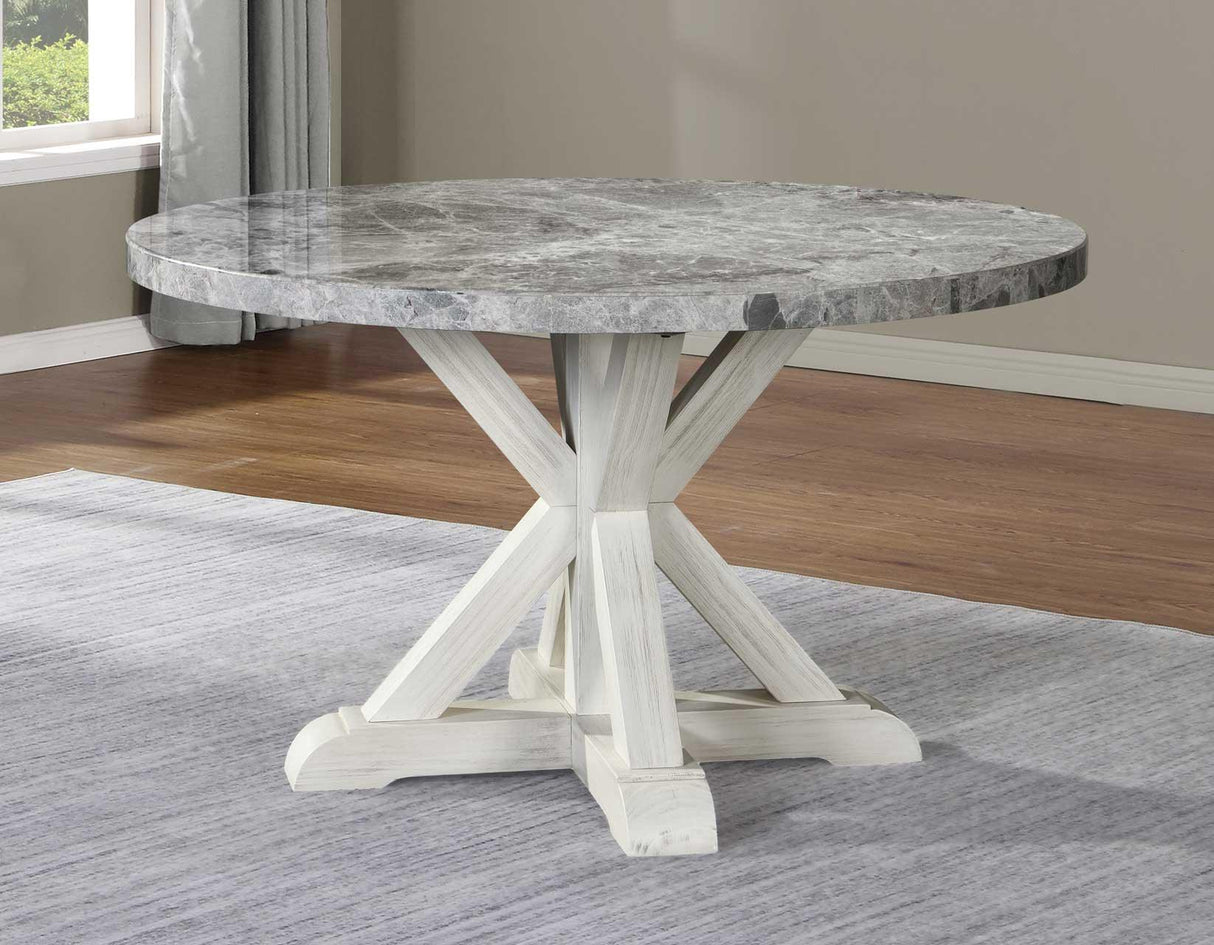 Canova 52-inch Round Gray Marble Top Dining Table by Steve Silver at Eve Furniture