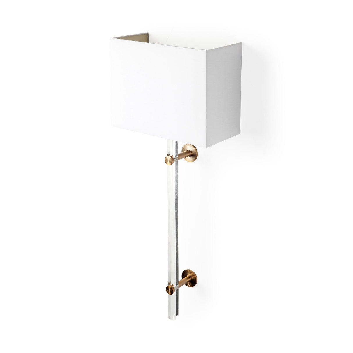 Cantabria White Shade Brass/Acrylic Wall Sconce by Mercana at Eve Furniture