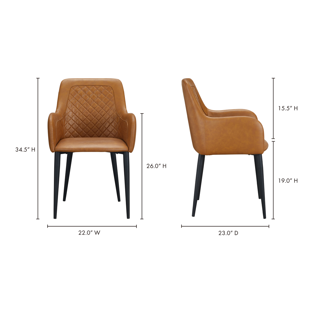 Cantata Tawny Vegan Leather Dining Chair (Set of 2) by MOES at Eve Furniture
