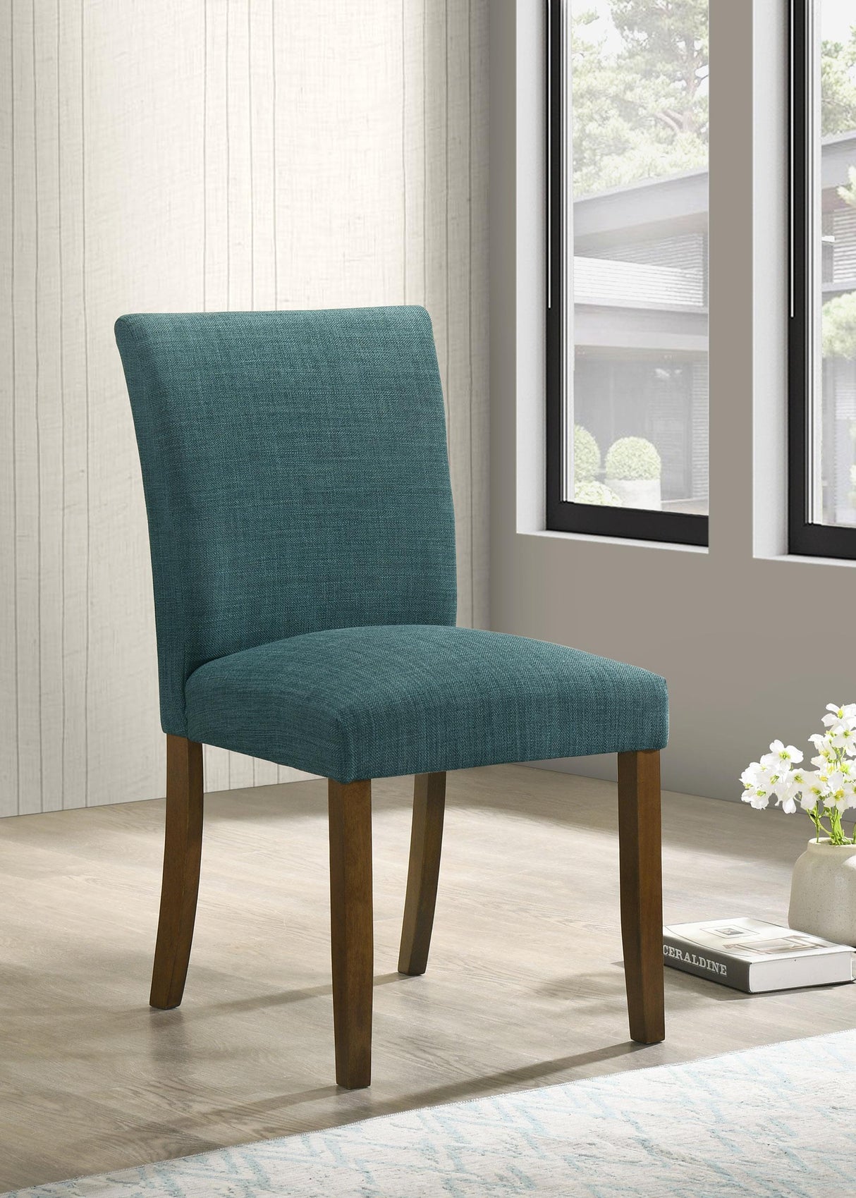 Cantley Upholstered Dining Side Chair Blue (Set of 2) by Coaster at Eve Furniture