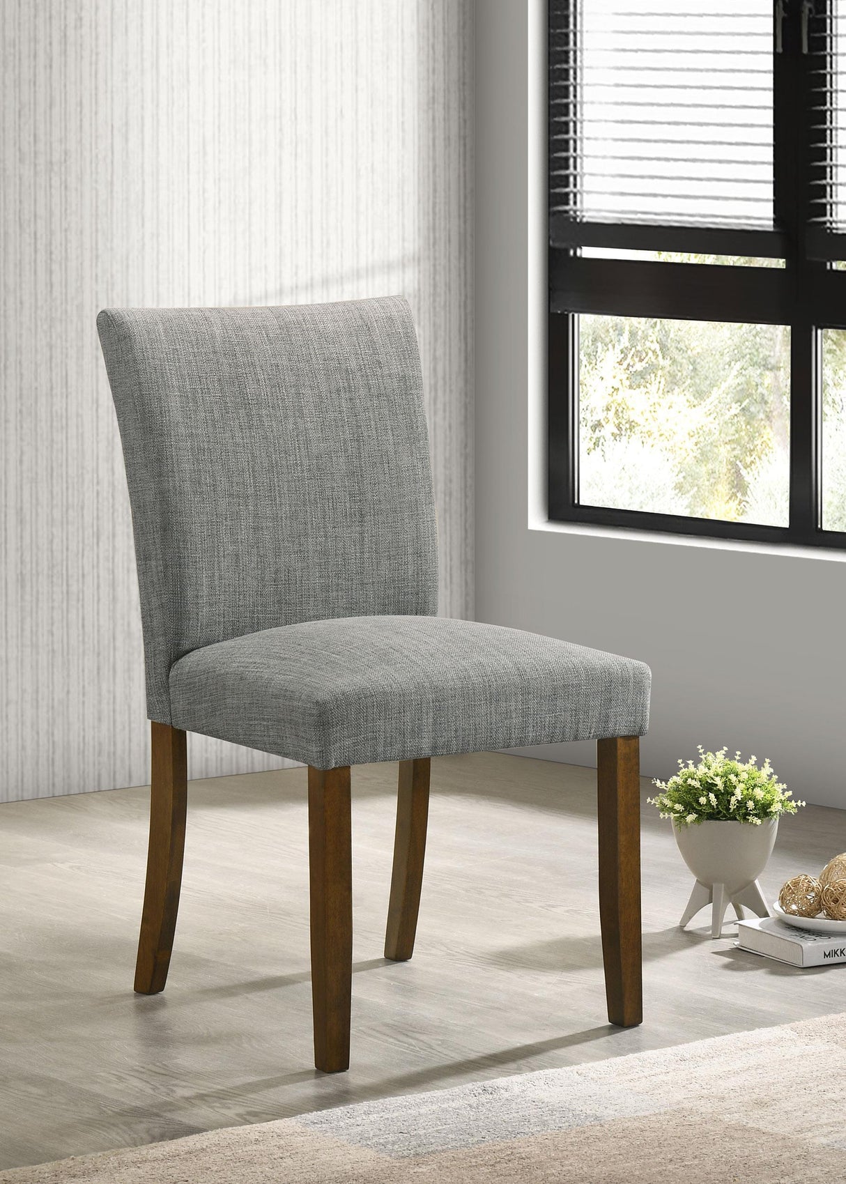 Cantley Upholstered Dining Side Chair Grey (Set of 2) by Coaster at Eve Furniture