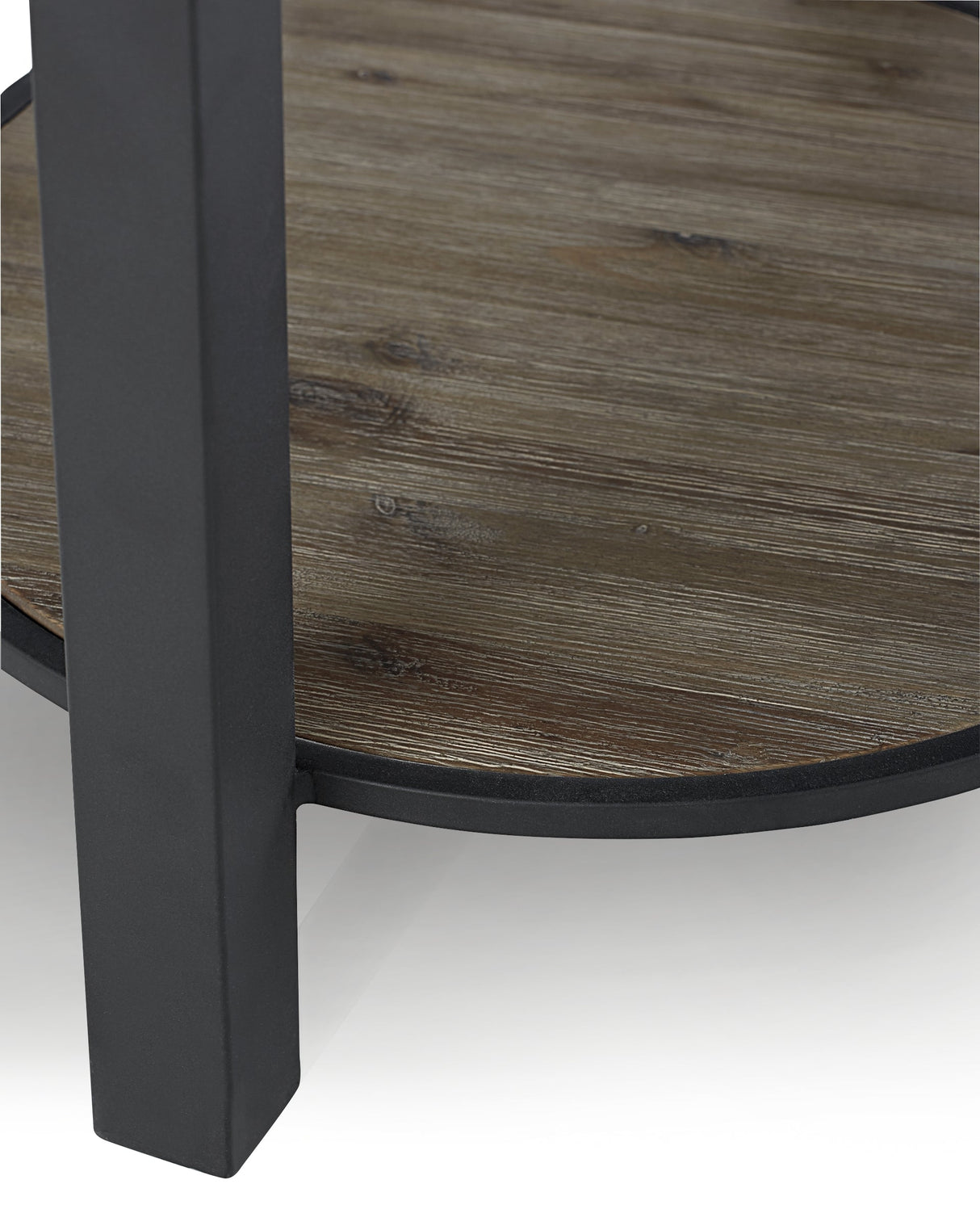 Canyon Solid Wood and Metal Round End Table in Washed Grey by Modus Furniture at Eve Furniture