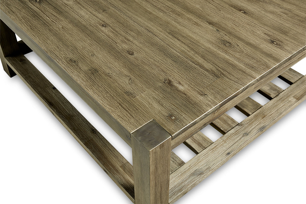 Canyon Solid Wood Square Coffee Table in Washed Grey by Modus Furniture at Eve Furniture