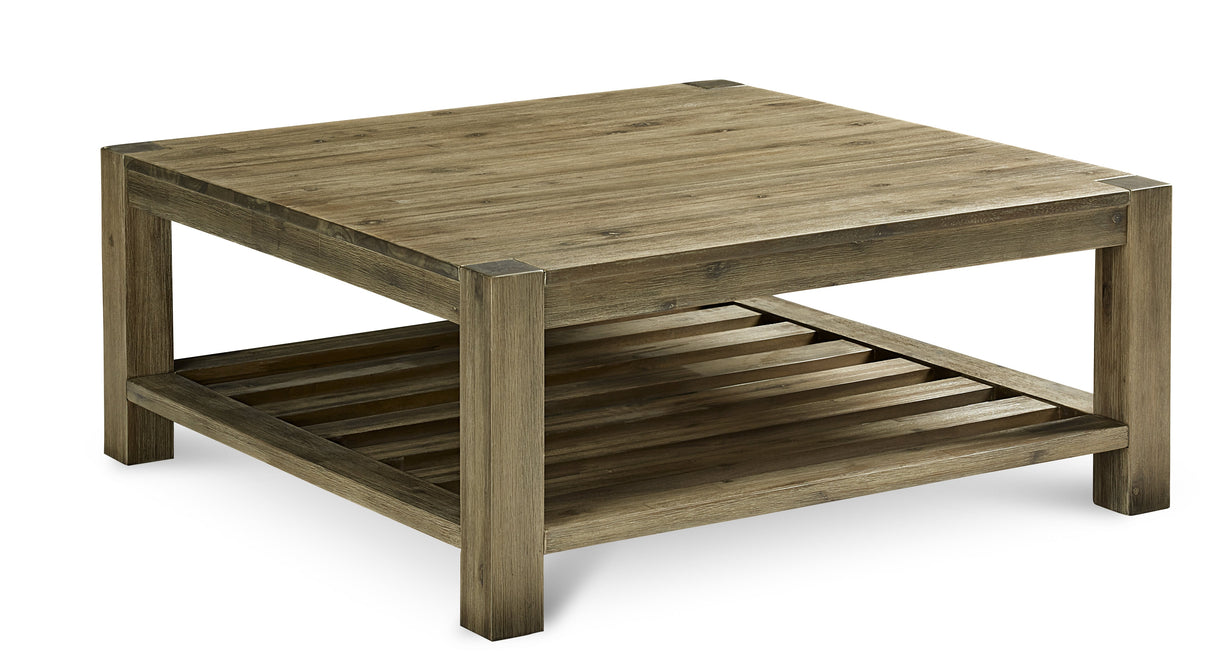 Canyon Solid Wood Square Coffee Table in Washed Grey by Modus Furniture at Eve Furniture