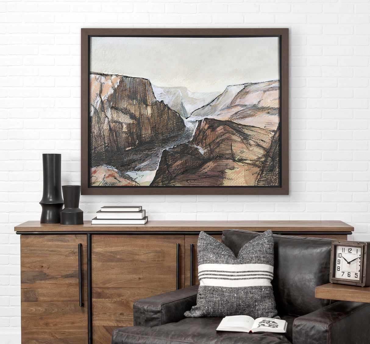 Canyon View by Mercana Studio a Hand Embellished Textured Framed Art Print Matted under Glass by Mercana at Eve Furniture
