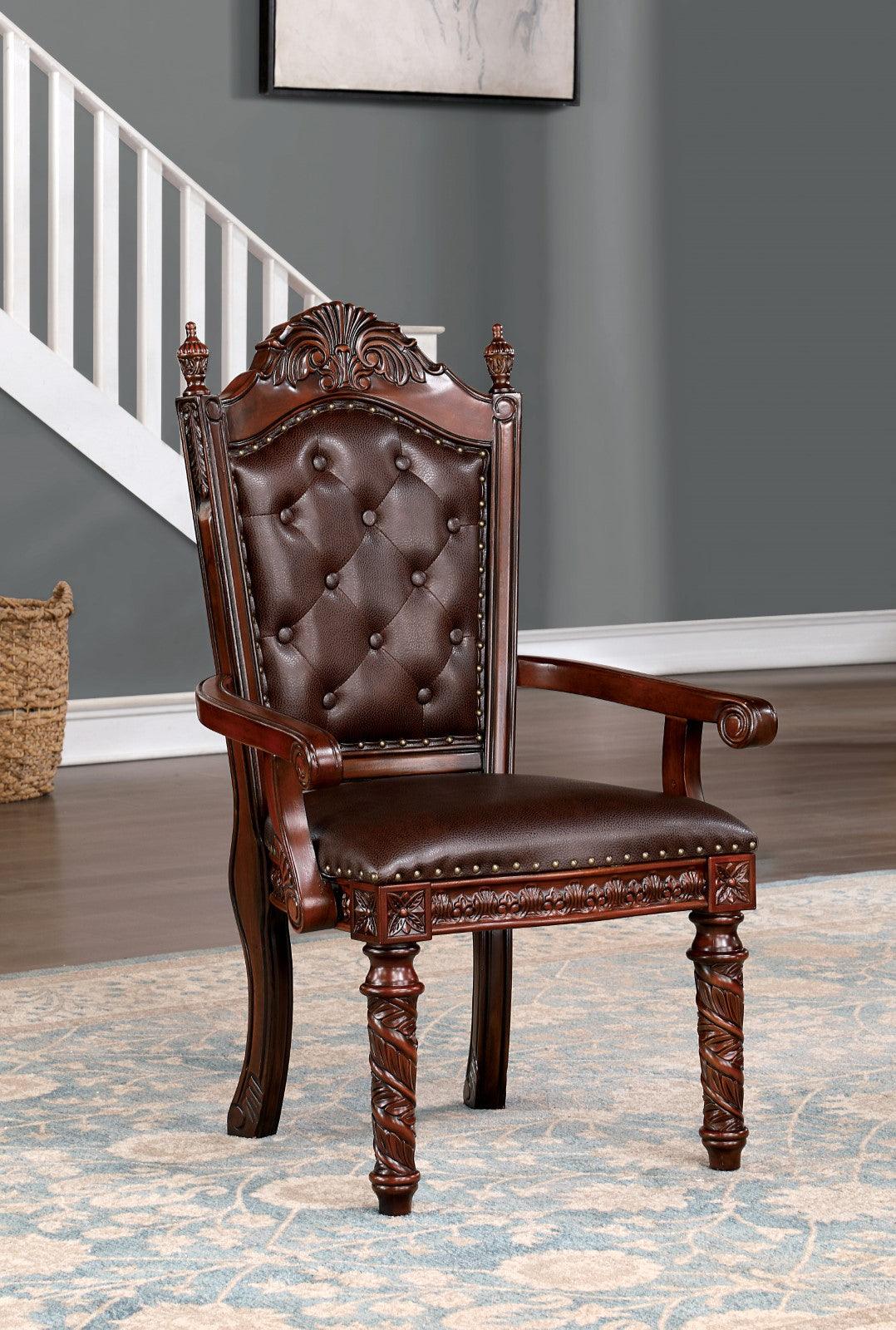 Canyonville Brown Cherry/Dark Brown Arm Chair, Set of 2 by Furniture of America at Eve Furniture