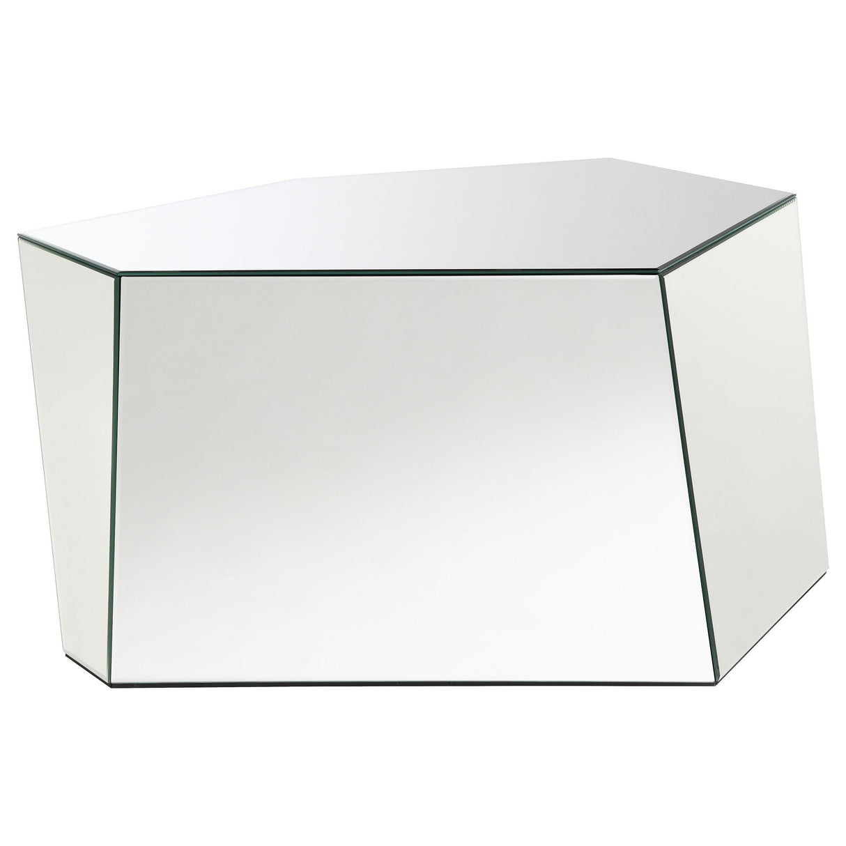 Capella Mirrored Abstract Geometric Coffee Table Silver by Coaster at Eve Furniture