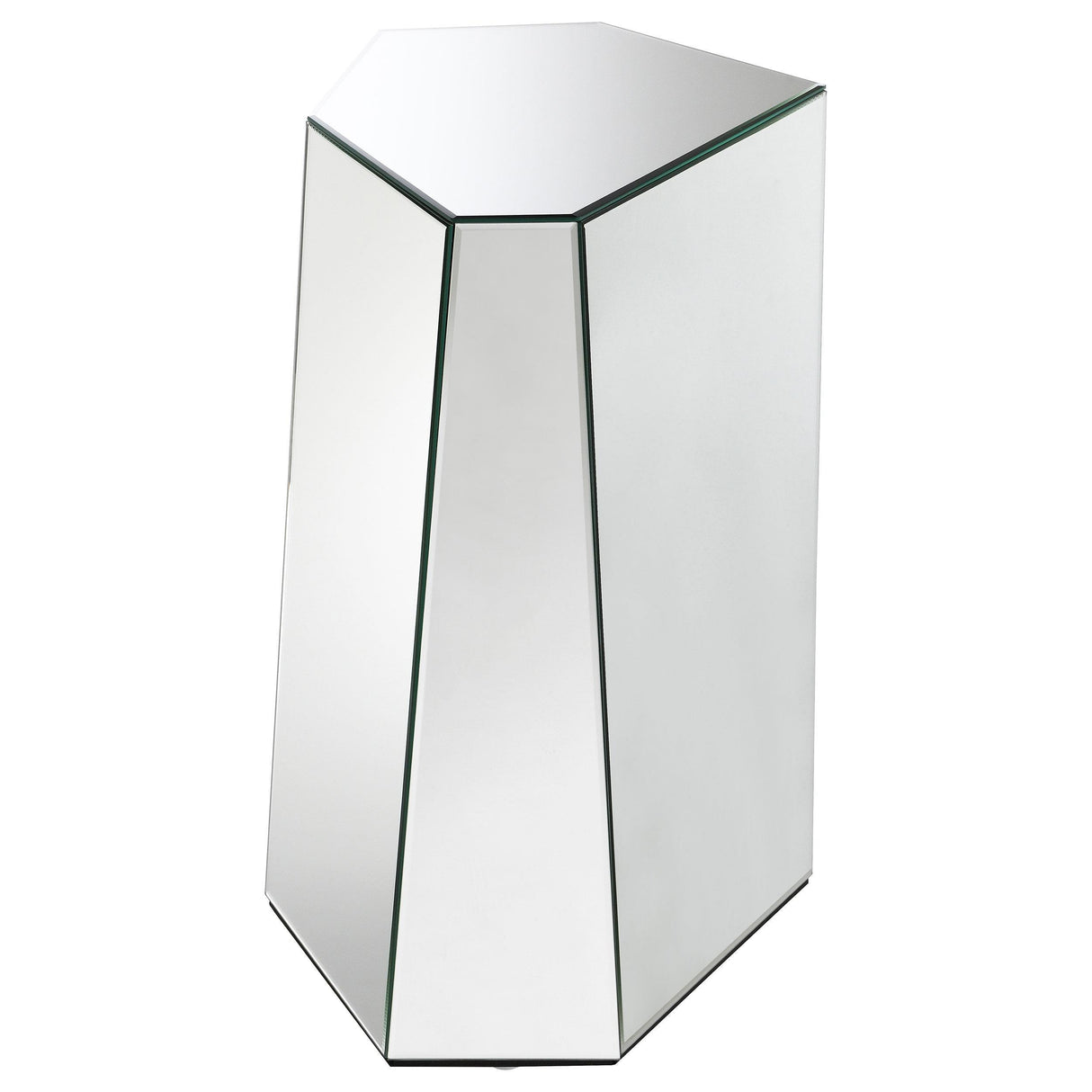 Capella Silver Mirrored Abstract Geometric End Table by Coaster at Eve Furniture