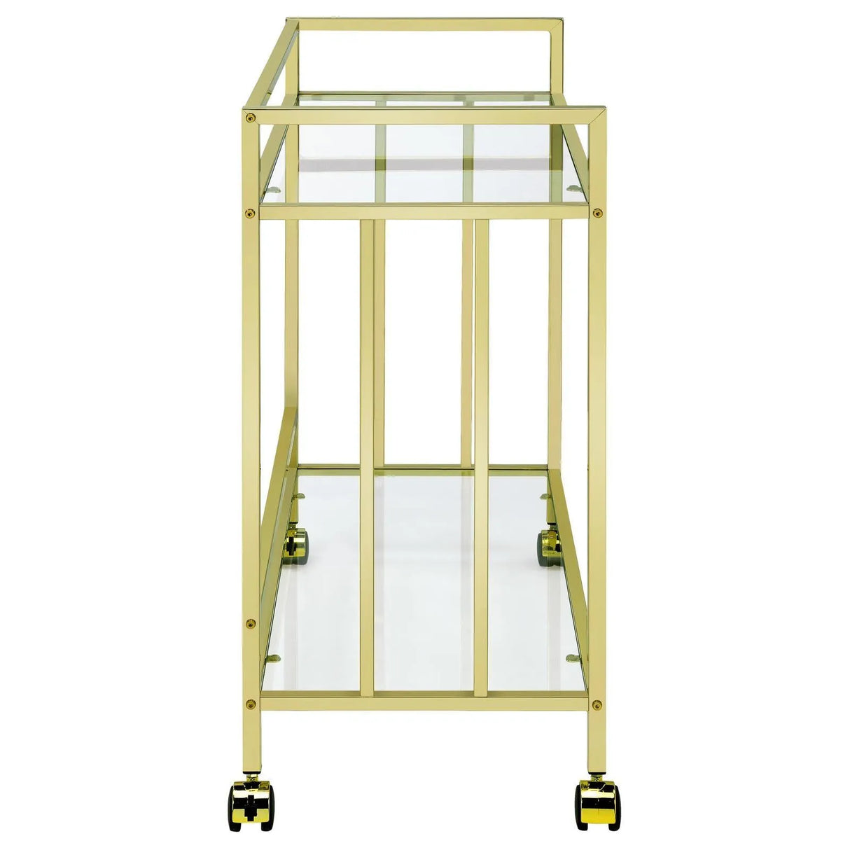 Cara Brass Rectangular Glass Bar Cart by Coaster at Eve Furniture