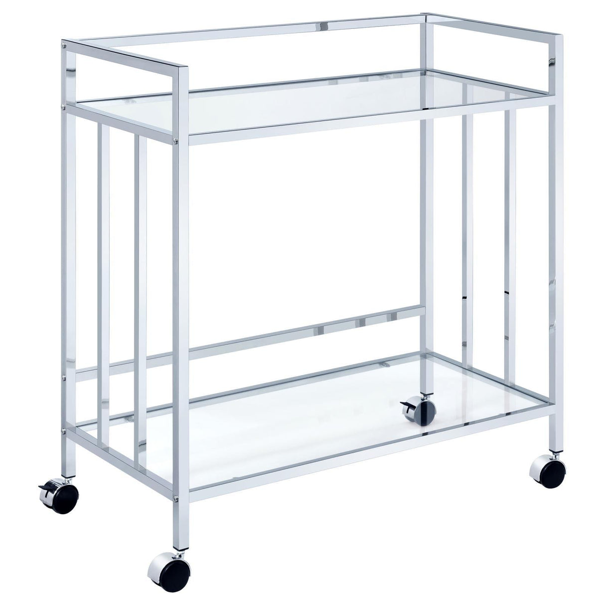 Cara Chrome Rectangular Glass Bar Cart by Coaster at Eve Furniture