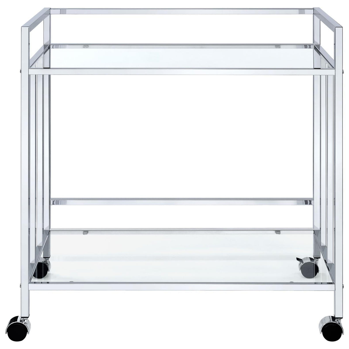 Cara Chrome Rectangular Glass Bar Cart by Coaster at Eve Furniture