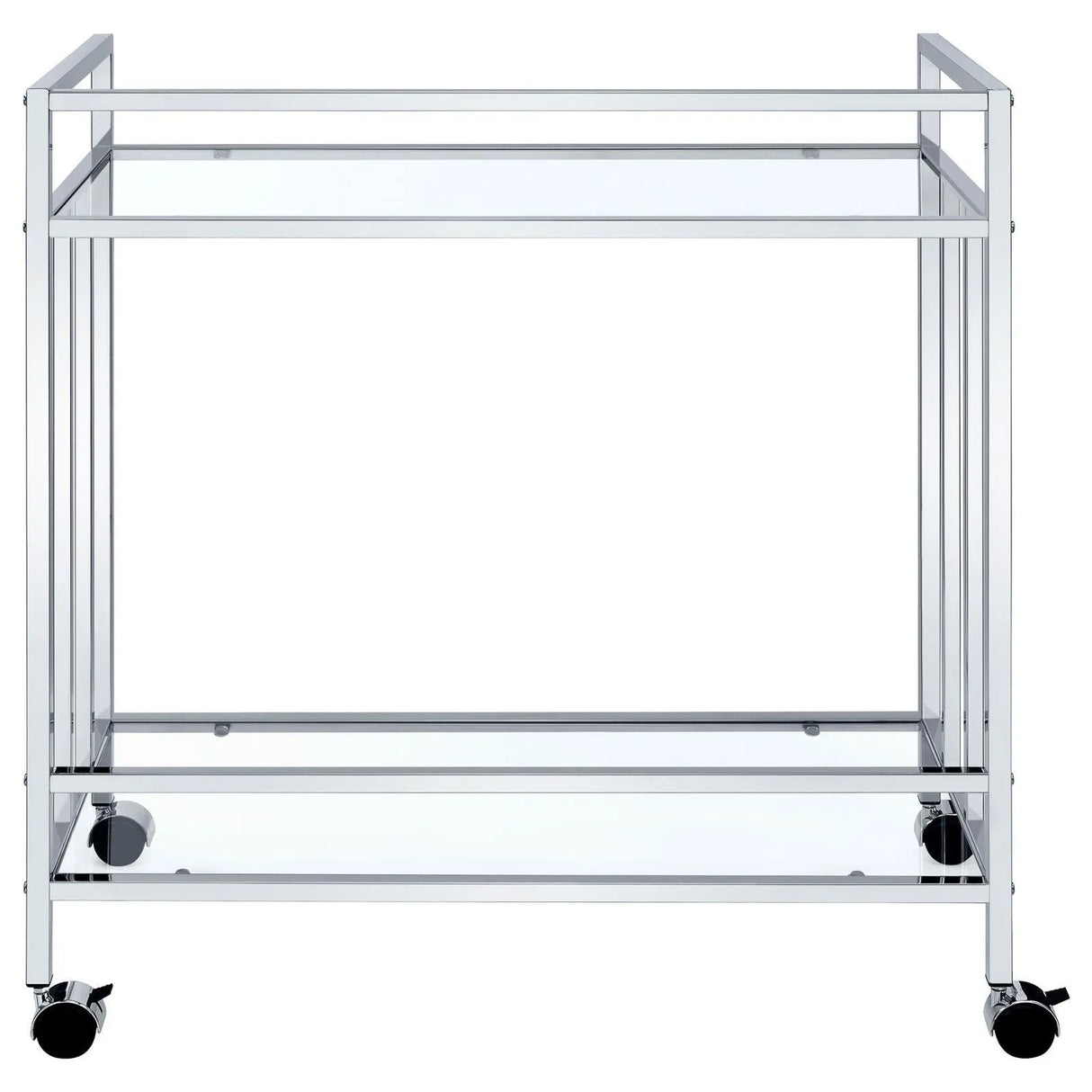 Cara Chrome Rectangular Glass Bar Cart by Coaster at Eve Furniture