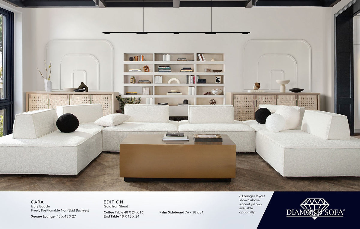 Cara Ivory Boucle 2-Pc Sectional by Diamond Sofa at Eve Furniture