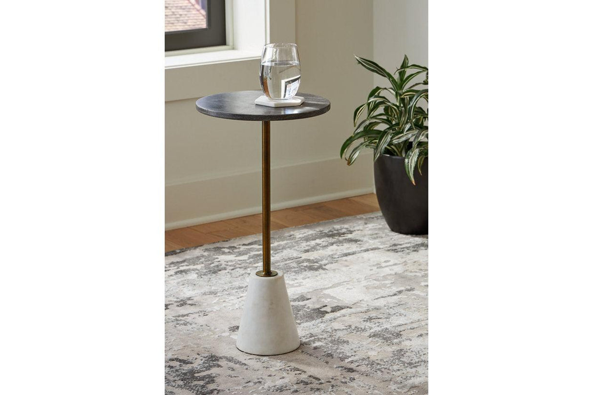 Caramont Black/White/Gold Finish Accent Table by Ashley at Eve Furniture