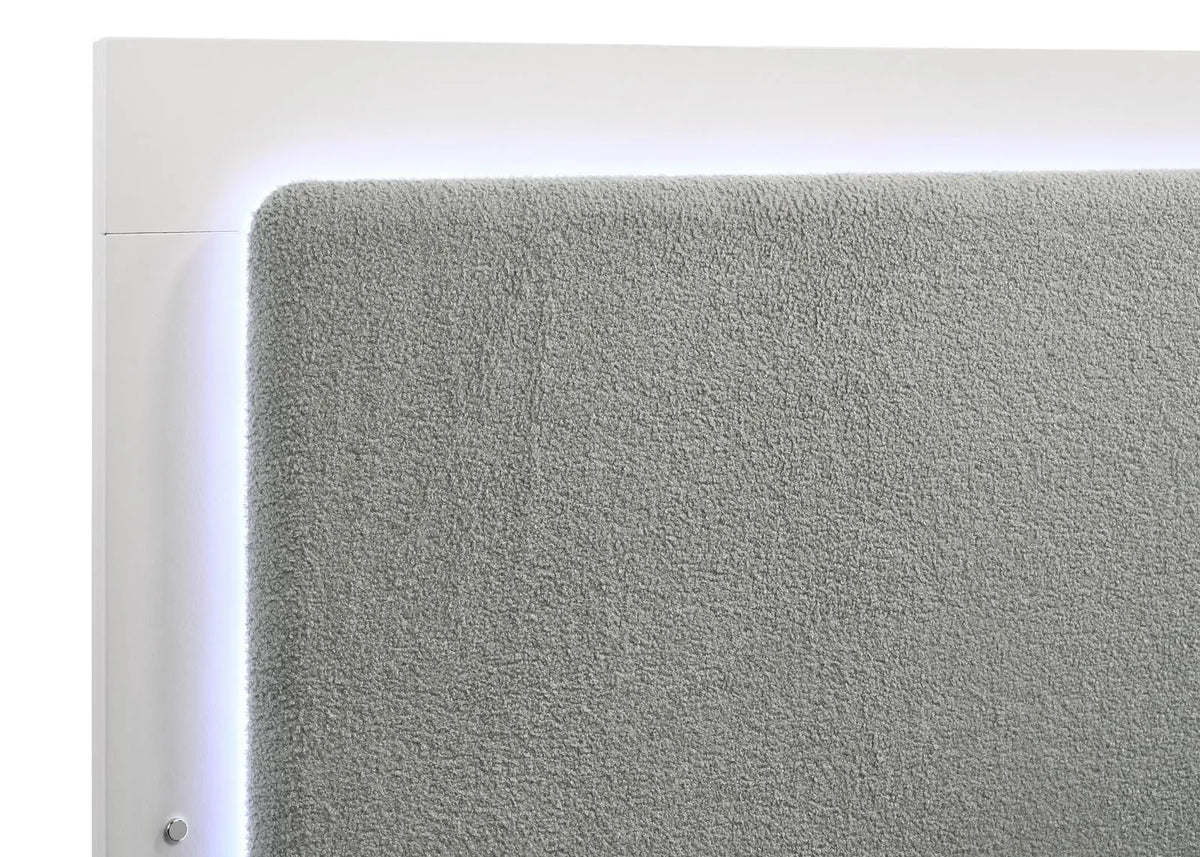 Caraway California King Bed with LED Headboard White and Grey by Coaster at Eve Furniture