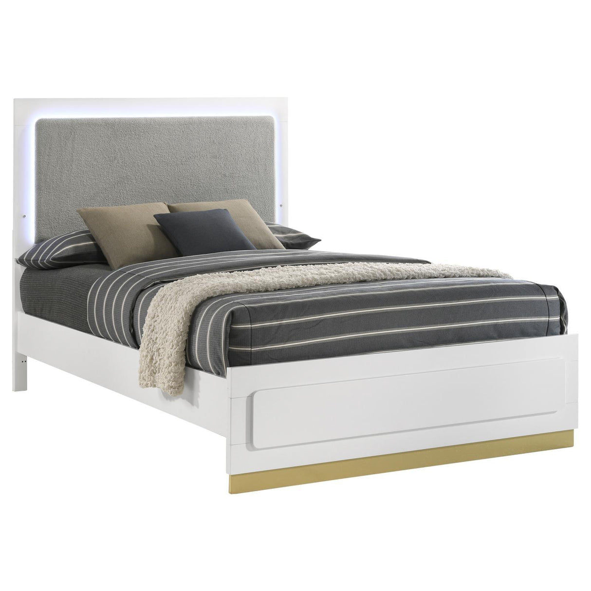 Caraway California King Bed with LED Headboard White and Grey by Coaster at Eve Furniture