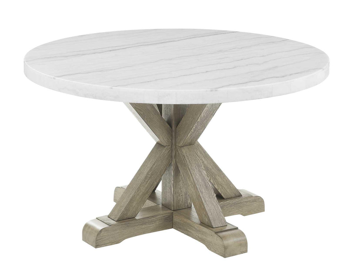Carena 52-inch Round White Marble Top Table by Steve Silver at Eve Furniture