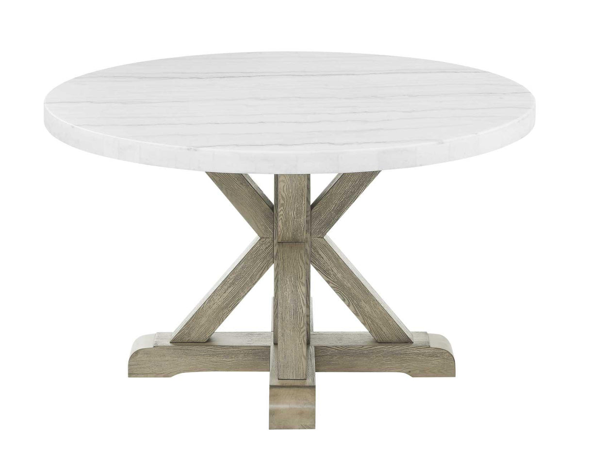 Carena 52-inch Round White Marble Top Table by Steve Silver at Eve Furniture