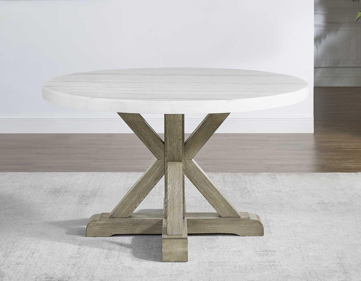 Carena 52-inch Round White Marble Top Table by Steve Silver at Eve Furniture