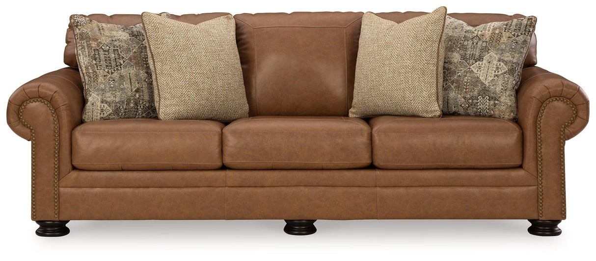 Carianna Caramel Queen Leather Sofa Sleeper by Ashley at Eve Furniture
