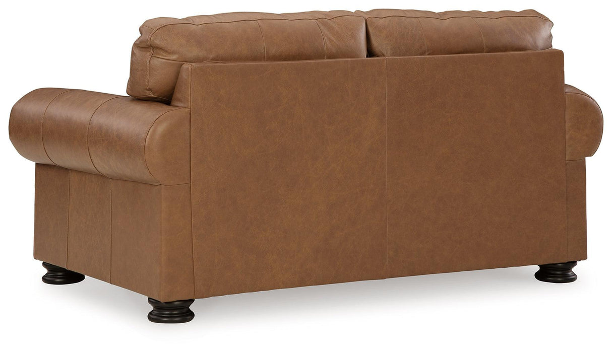 Carianna Caramel Loveseat by Ashley at Eve Furniture