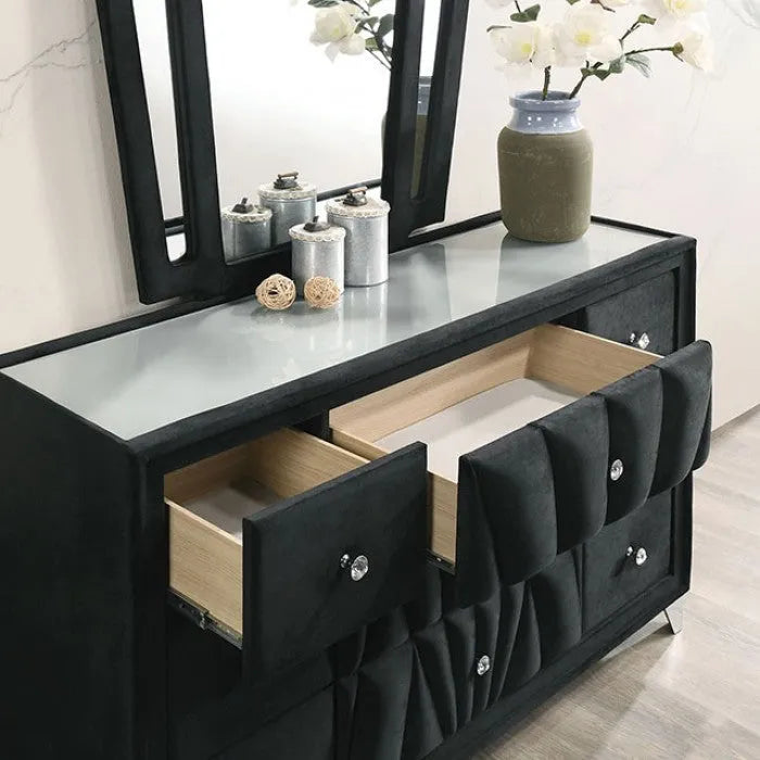 Carissa Black 5-Piece Queen Bedroom Set by Furniture of America at Eve Furniture