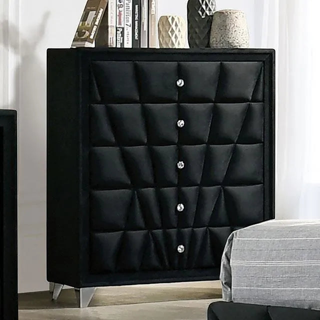 Carissa Black 5-Piece Queen Bedroom Set by Furniture of America at Eve Furniture