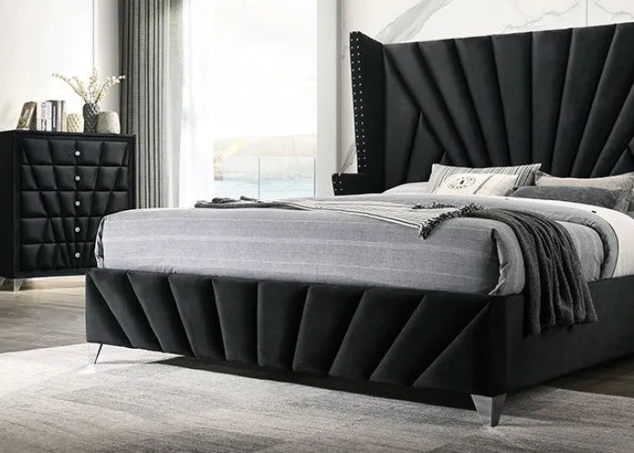 Carissa Black 5-Piece Queen Bedroom Set by Furniture of America at Eve Furniture