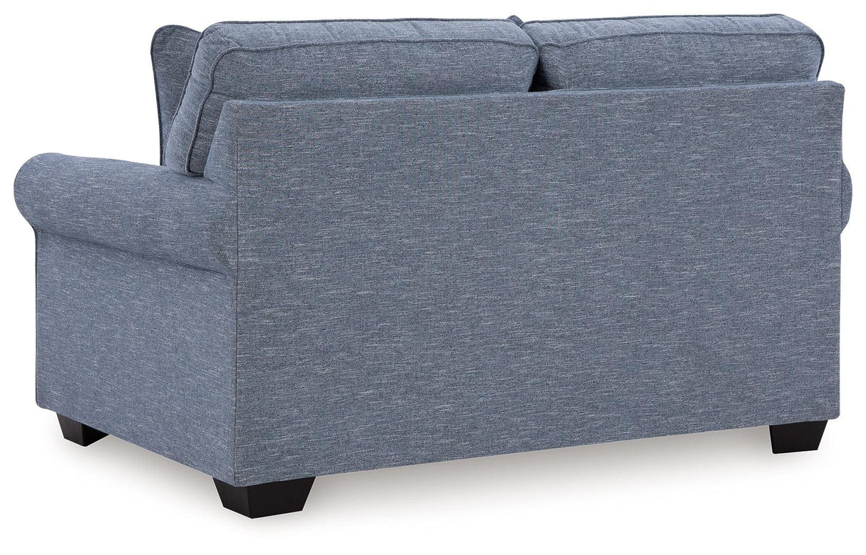 Carissa Manor Denim Performance Fabric Loveseat by Ashley at Eve Furniture