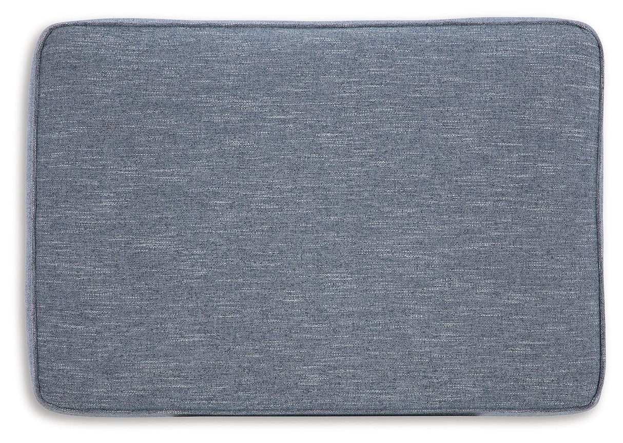 Carissa Manor Denim Performance Fabric Ottoman by Ashley at Eve Furniture