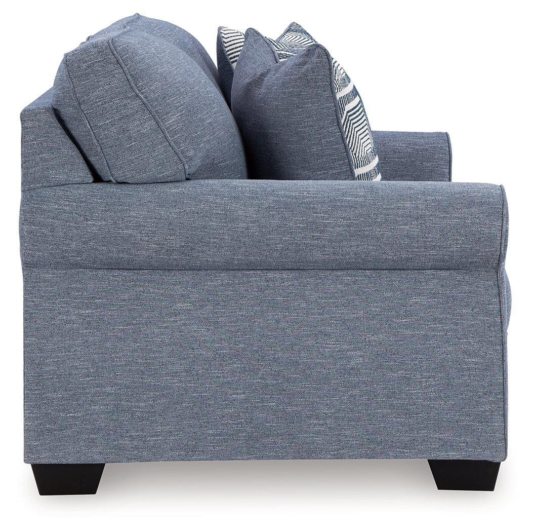 Carissa Manor Denim Performance Fabric Loveseat by Ashley at Eve Furniture